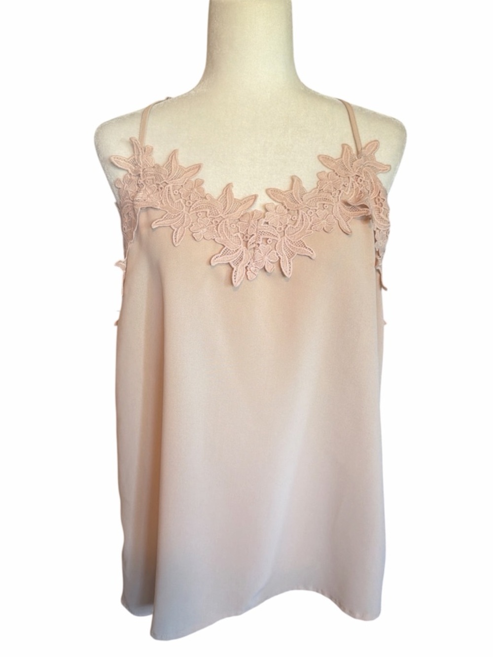 BiBi Floral Lace Trim Spaghetti-Strap Camisole - Nude - Picture 7 of 7